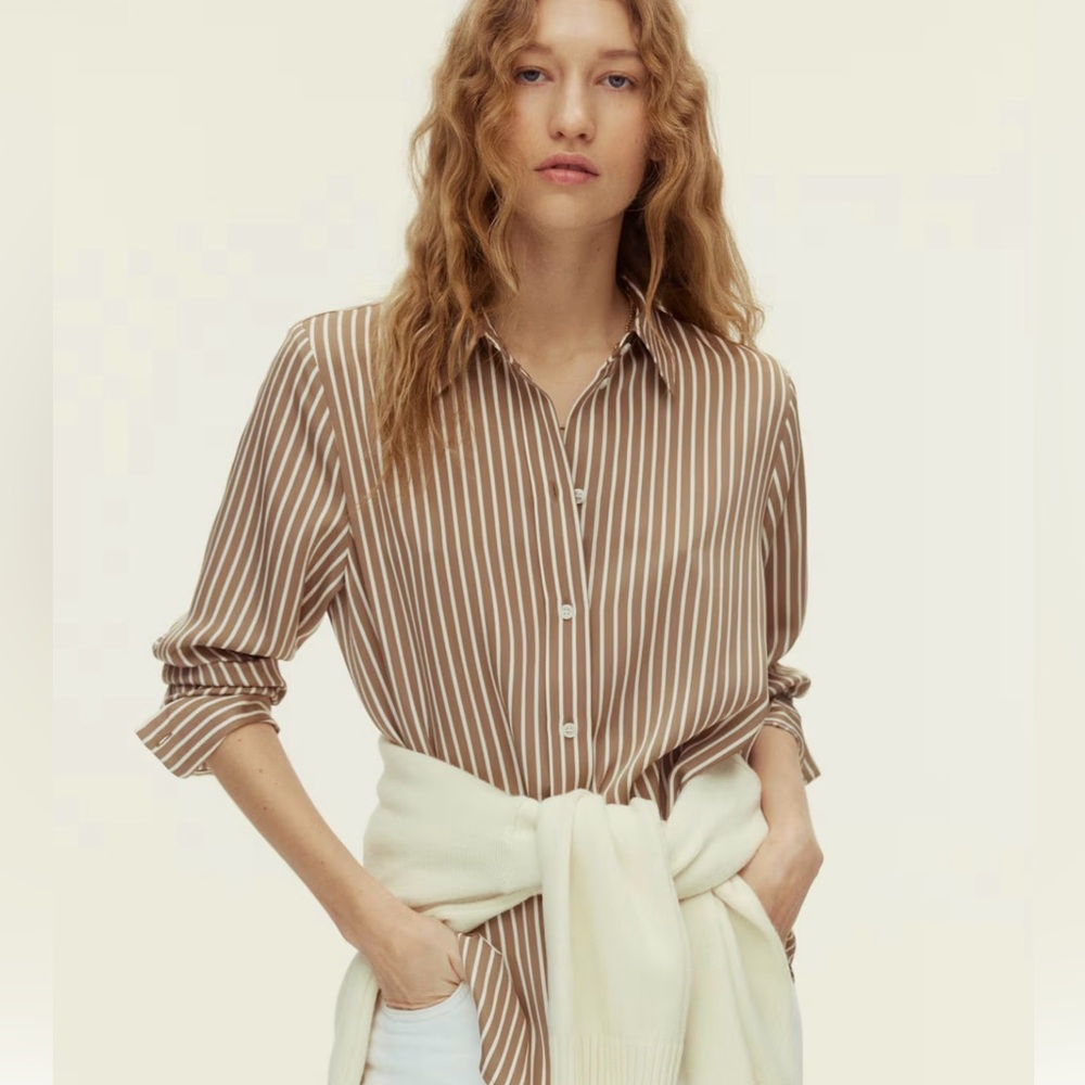 Striped Brown and White Women's Top NWT
